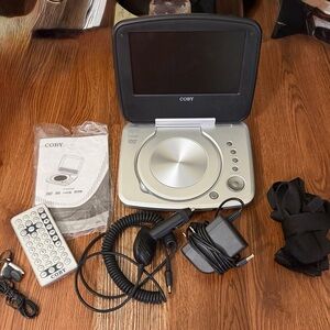 Coby TF-DVD 7005 Portable DVD Player w/ Accessories/Case - Silver - Vintage 2006